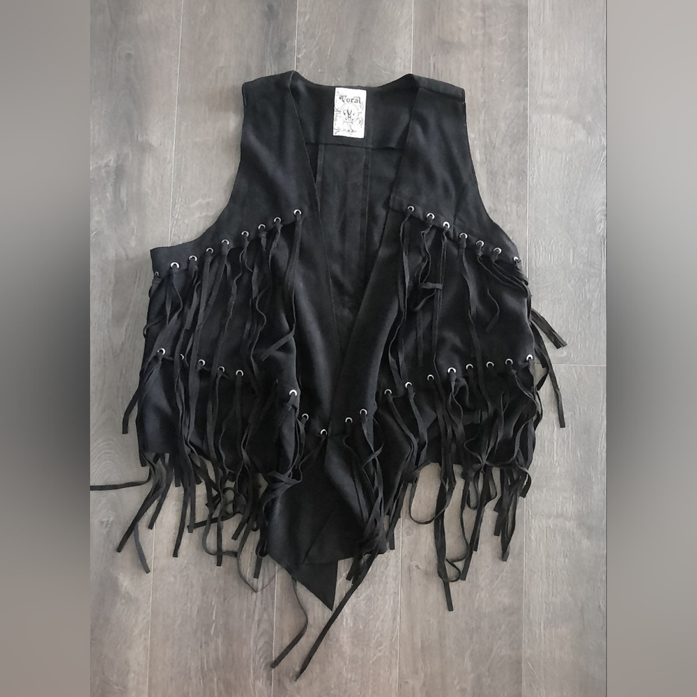 Coral fringed vest